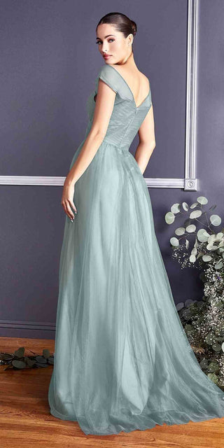 Ladivine ET320 Illusion V-Neck and Back Long Formal Dress Sleeveless