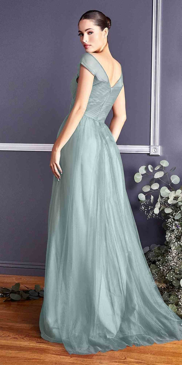 CLEARANCE - Ladivine ET320 Illusion V-Neck and Back Long Dress (Size 14) - Glamourous Grace