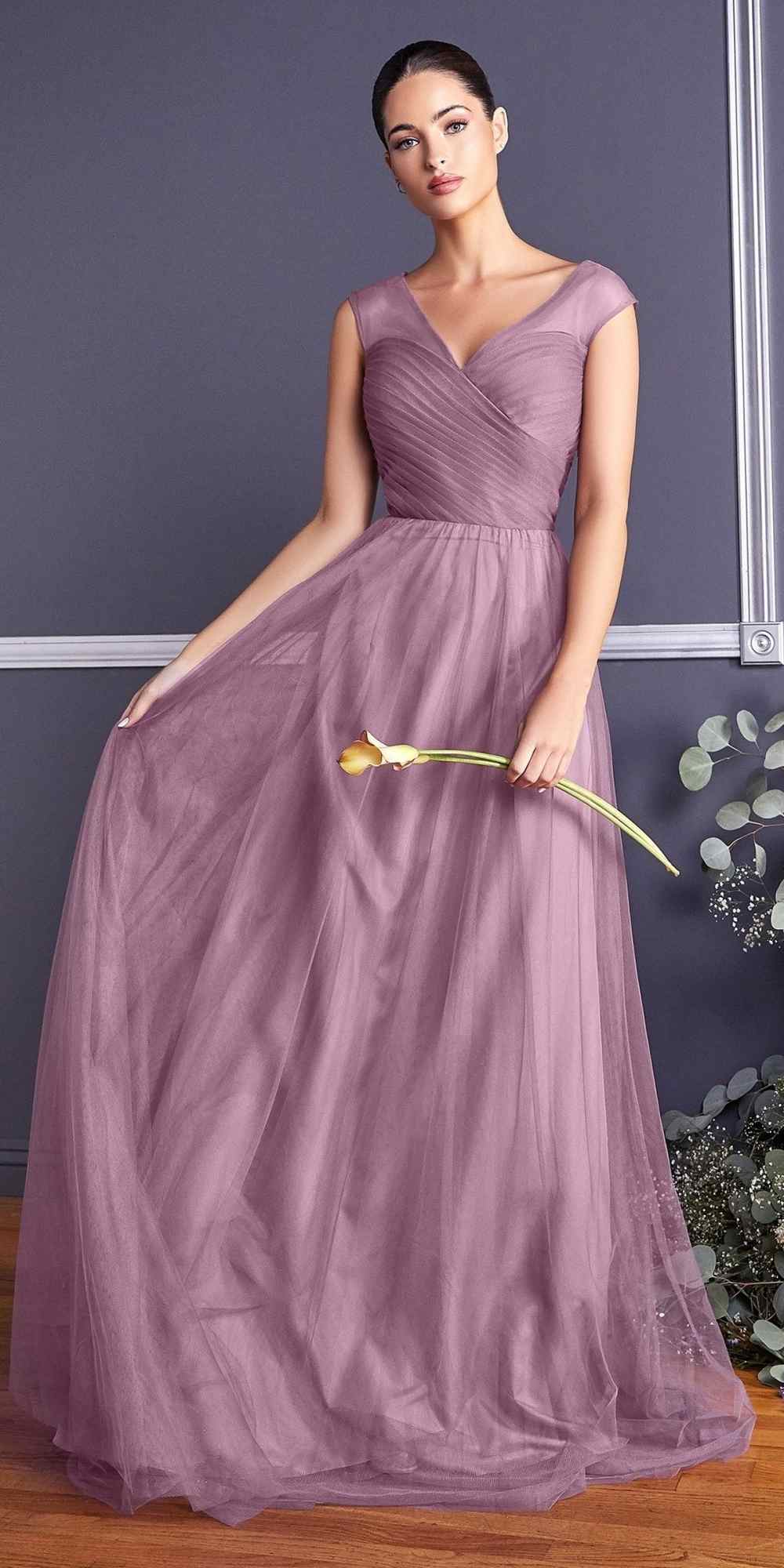 Ladivine ET320 Illusion V-Neck and Back Long Dress - Glamourous Grace