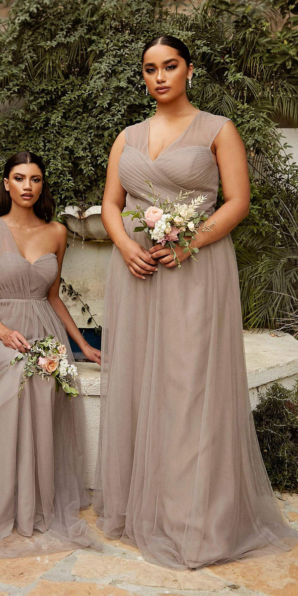 CLEARANCE - Ladivine ET320 Illusion V-Neck and Back Long Dress (Size 14) - Glamourous Grace