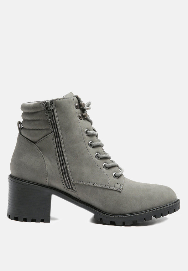 Eternity Cushion Collared Lace-Up Boots In Grey - Glamourous Grace