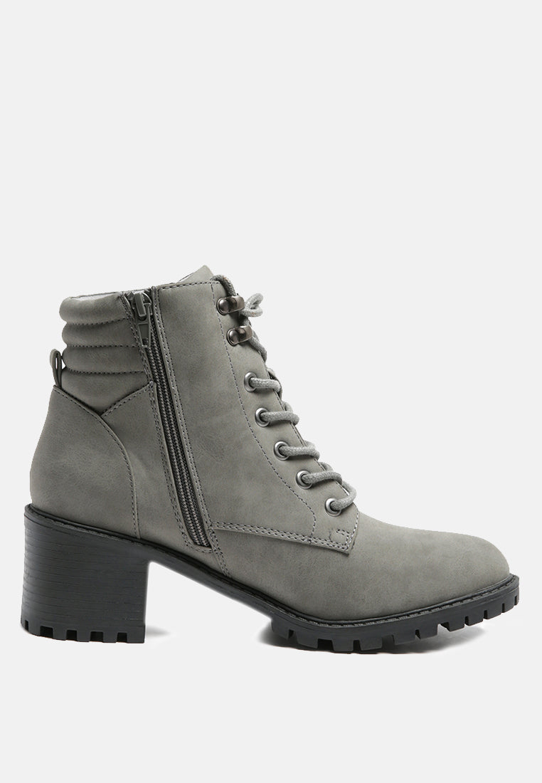 Eternity Cushion Collared Lace-Up Boots In Grey - Glamourous Grace