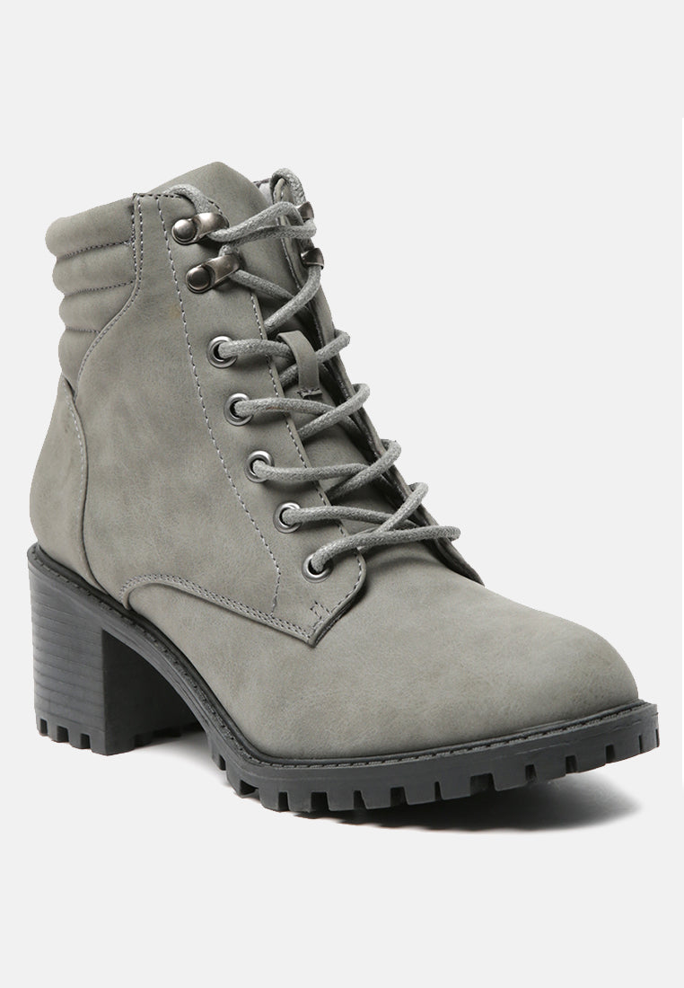Eternity Cushion Collared Lace-Up Boots In Grey - Glamourous Grace