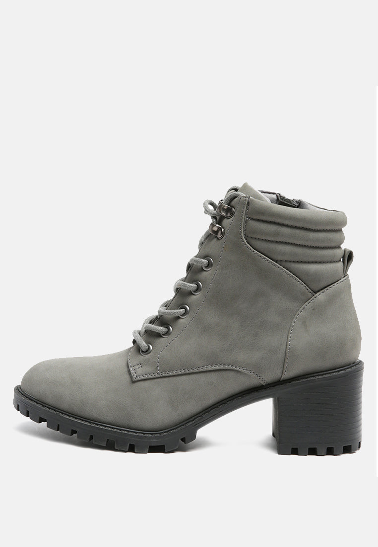 Eternity Cushion Collared Lace-Up Boots In Grey - Glamourous Grace