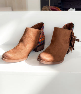 Etty Fringe Ankle Boot in Tan - Glamourous Grace