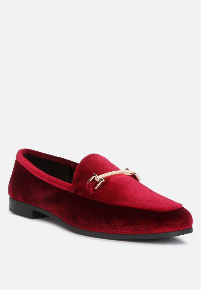 Evelio Horsebit Embellished Velvet Loafers - Glamourous Grace
