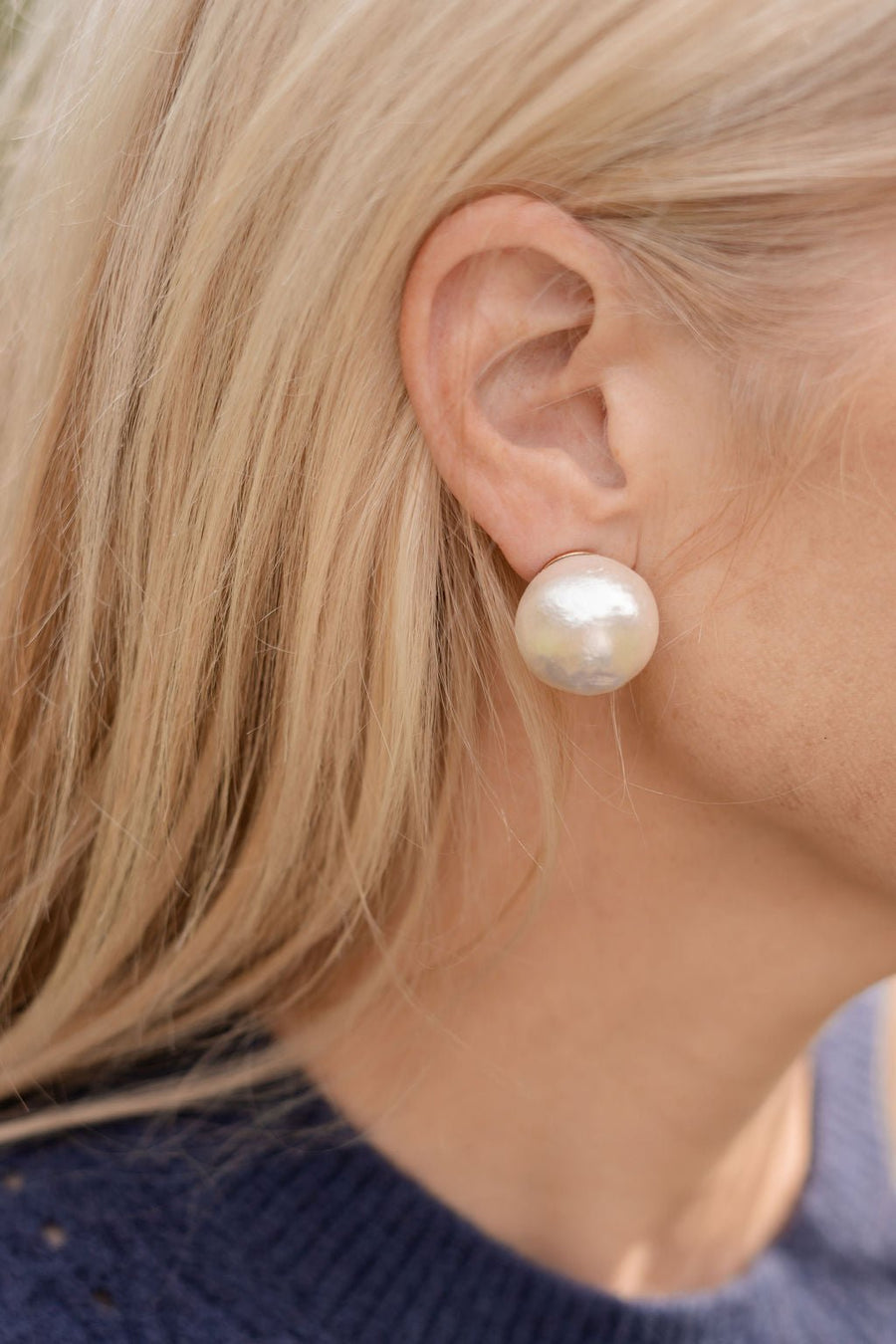 Evie - Cotton Pearl Stud Earring - 18k Gold Plated - Glamourous Grace