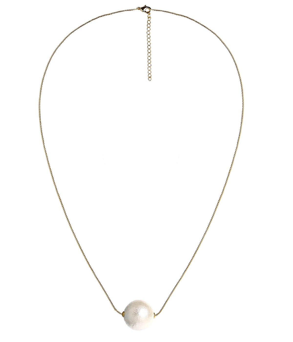 Evie - 14mm Cotton Pearl Necklace - 18k Gold Plated - Glamourous Grace
