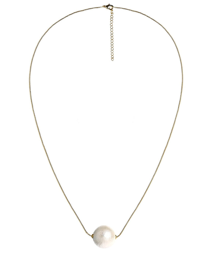 Evie - 14mm Cotton Pearl Necklace - 18k Gold Plated - Glamourous Grace