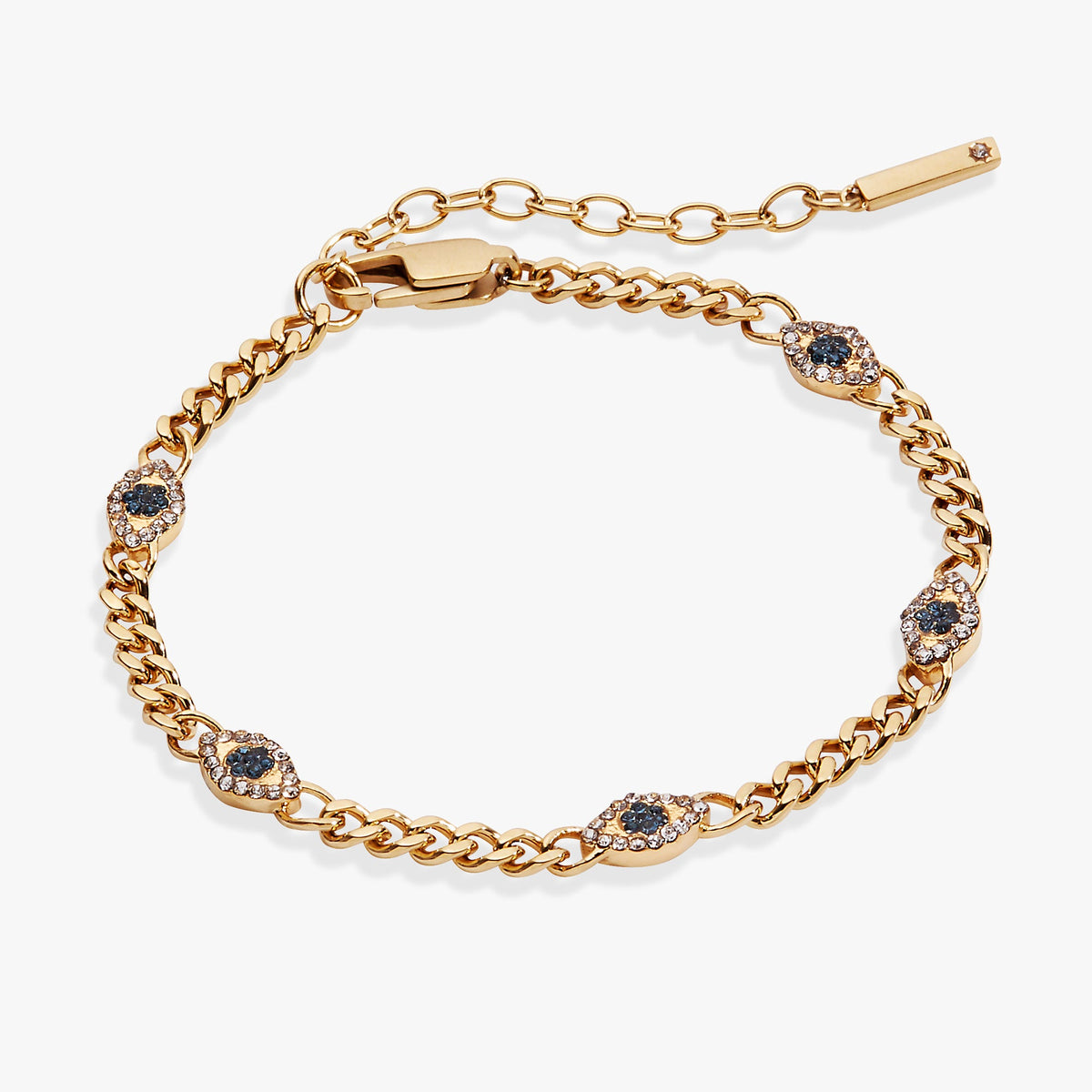 Evil Eye Curb Chain Inline Bracelet