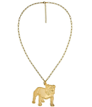 Extra Large Flat Bulldog Charm Necklace - 18k Gold Plated - Glamourous Grace