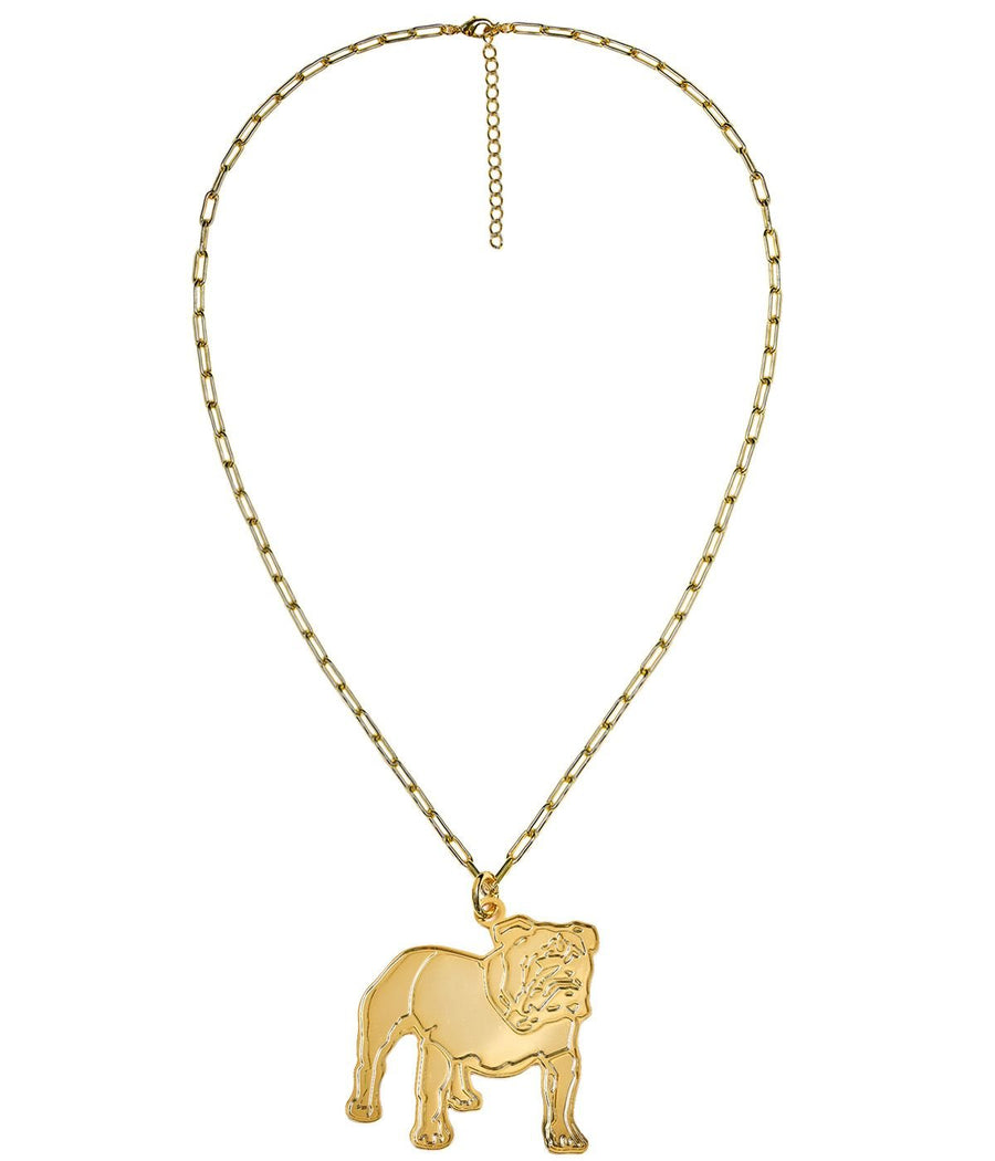 Extra Large Flat Bulldog Charm Necklace - 18k Gold Plated - Glamourous Grace