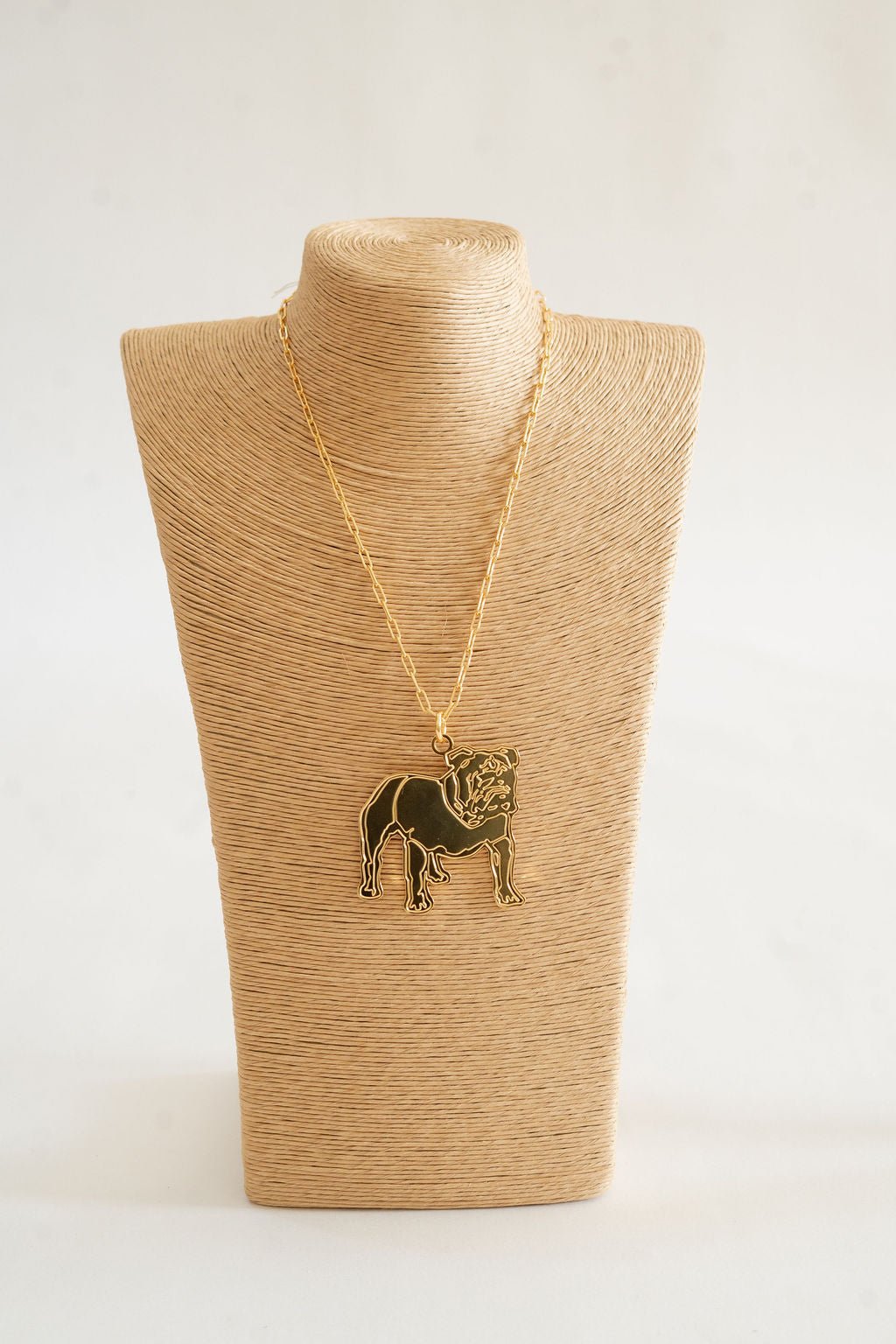 Extra Large Flat Bulldog Charm Necklace - 18k Gold Plated - Glamourous Grace
