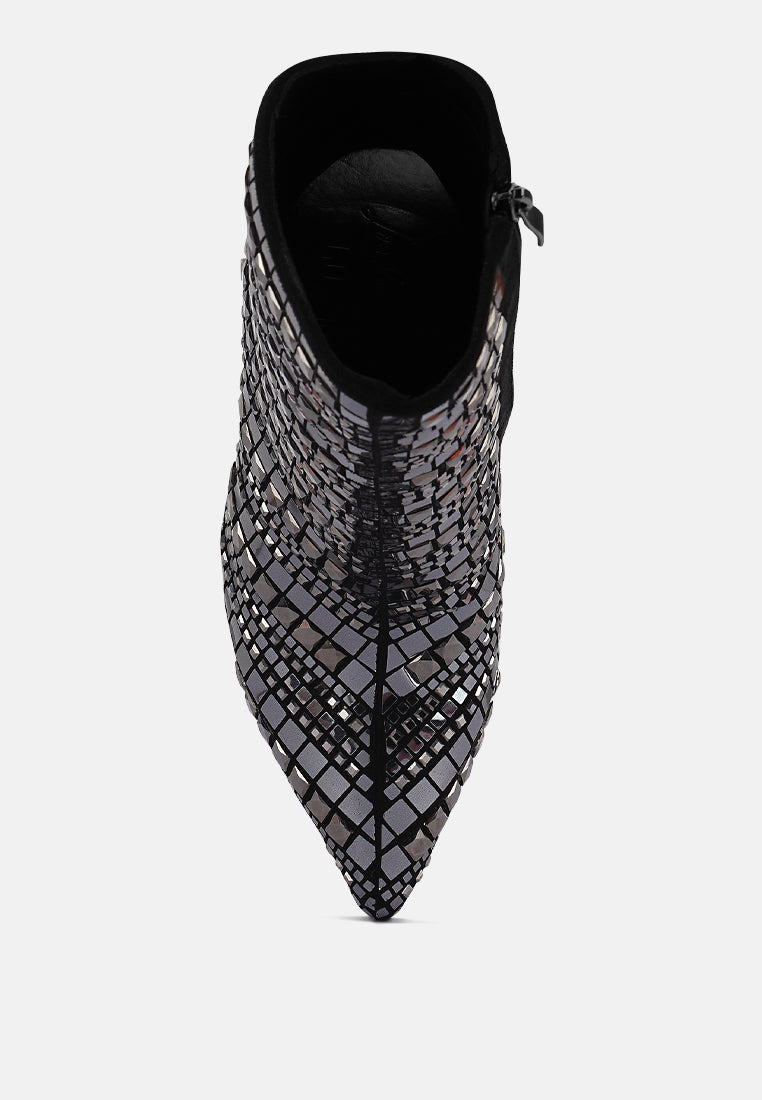 Extravagance Mirror Embellished Stiletto Boots - Glamourous Grace