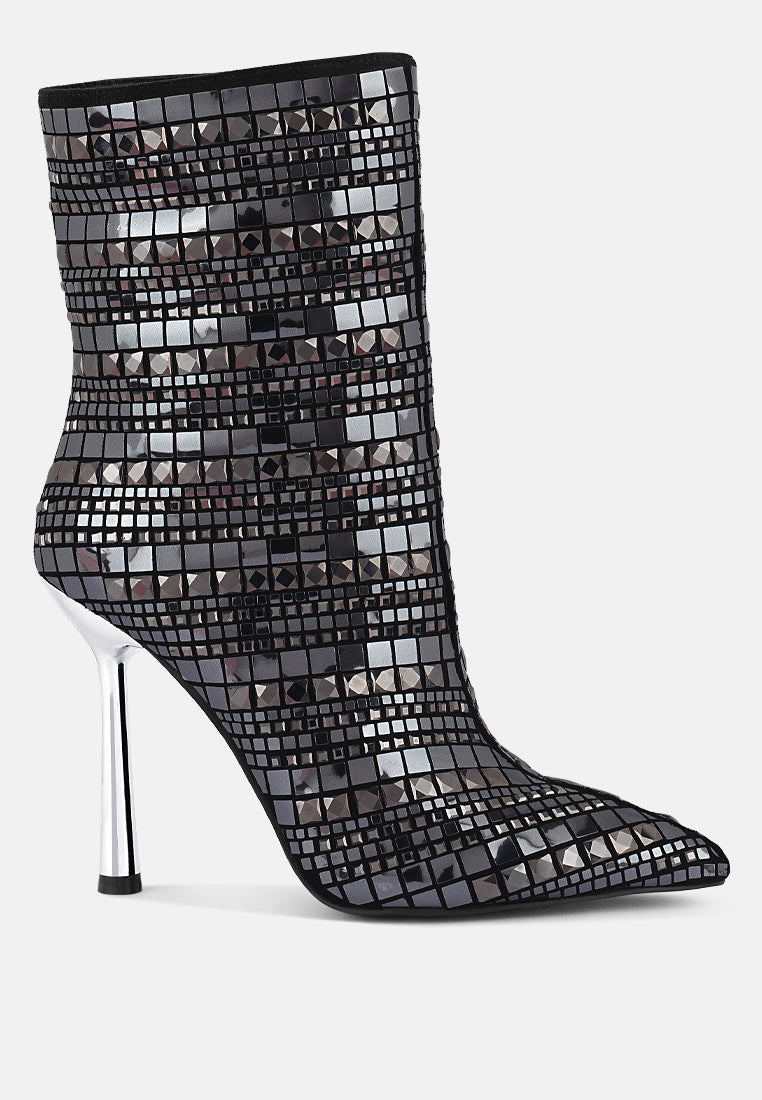 Extravagance Mirror Embellished Stiletto Boots - Glamourous Grace