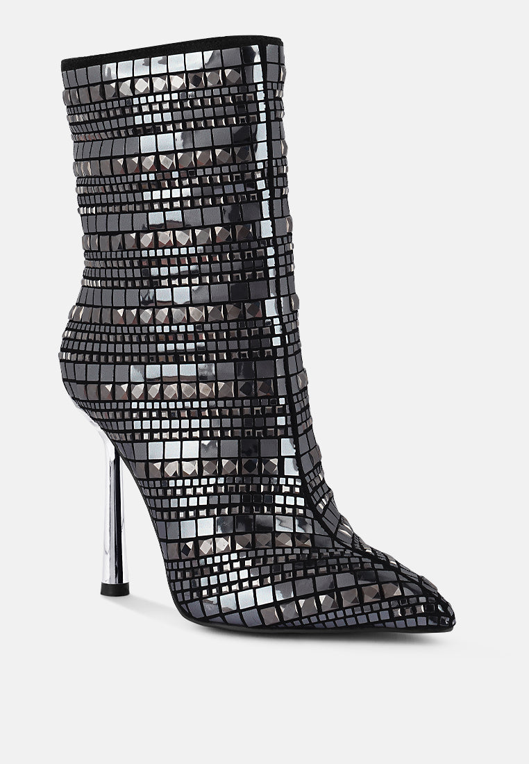 Extravagance Mirror Embellished Stiletto Boots - Glamourous Grace
