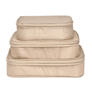 Compression Packing Cubes – Recycled Nylon – 3-pack – Taupe - Glamourous Grace