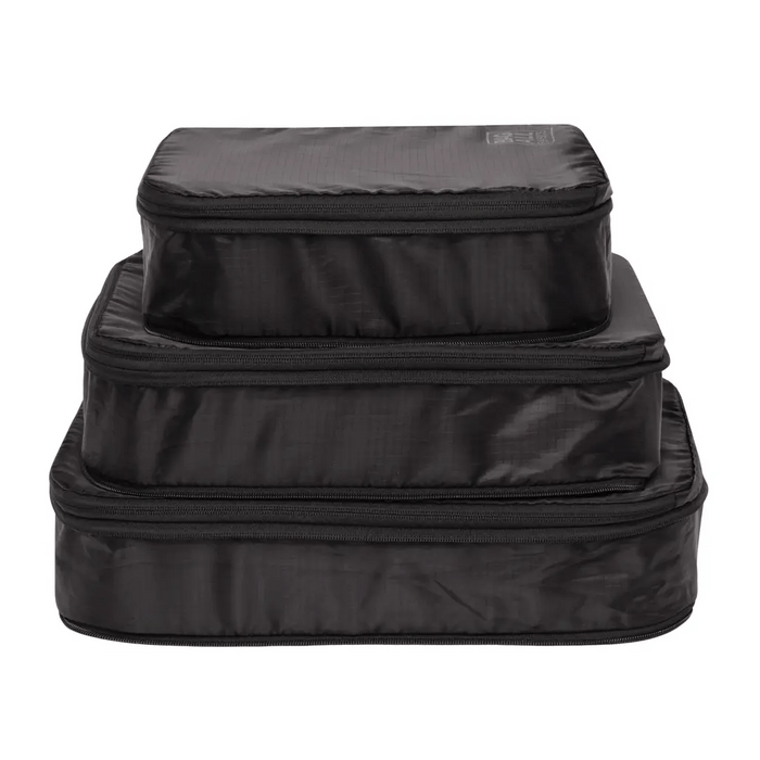 Compression Packing Cubes – Recycled Nylon – 3-pack – Black - Glamourous Grace