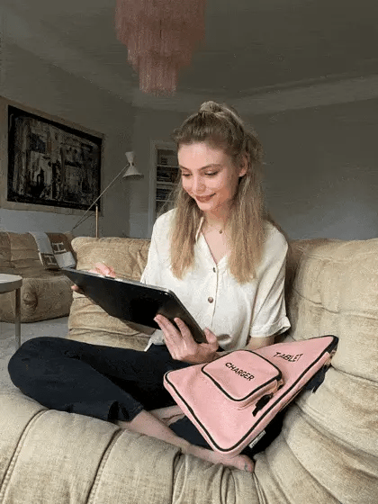 Tablet Case 11", Charger Pocket – Pink/Blush - Glamourous Grace