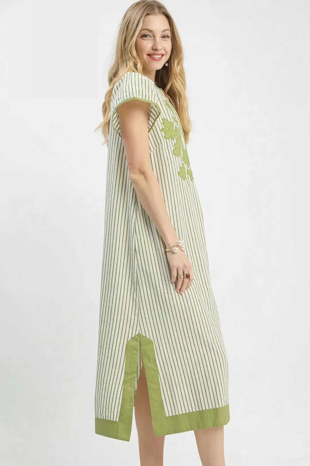 Umgee Stripe Midi Dress with Lace Trim - Glamourous Grace