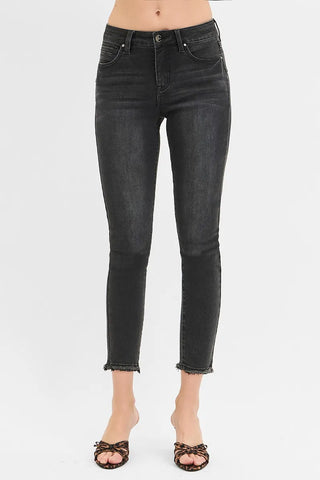 RISEN Tummy Control Mid Rise Crop Skinny Jeans