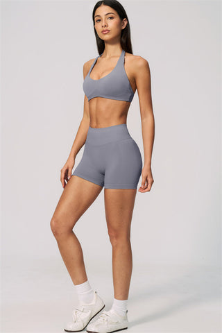 The Velvetine Halter Sports Bra Shorts 2-Piece Set