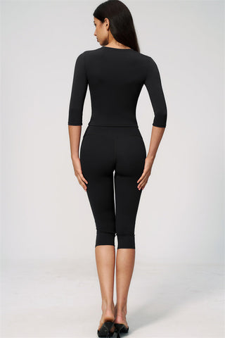 The Natalia Half-Sleeve Top Capri Leggings 2-Piece Set