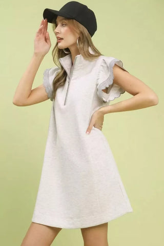 Umgee Zip-Neck Flutter Sleeve Dress - Glamourous Grace