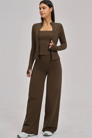 The Swoon Jacket Tank Top Flared Leggings 3-Piece Set