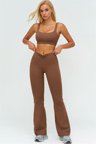 The Lushness V-Back Sports Bra Flared Leggings 2-Piece Set