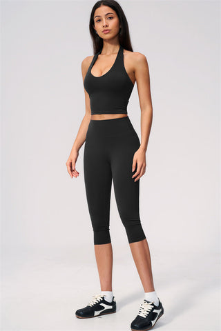 The Twirl Wide Strap Halter Crop Top