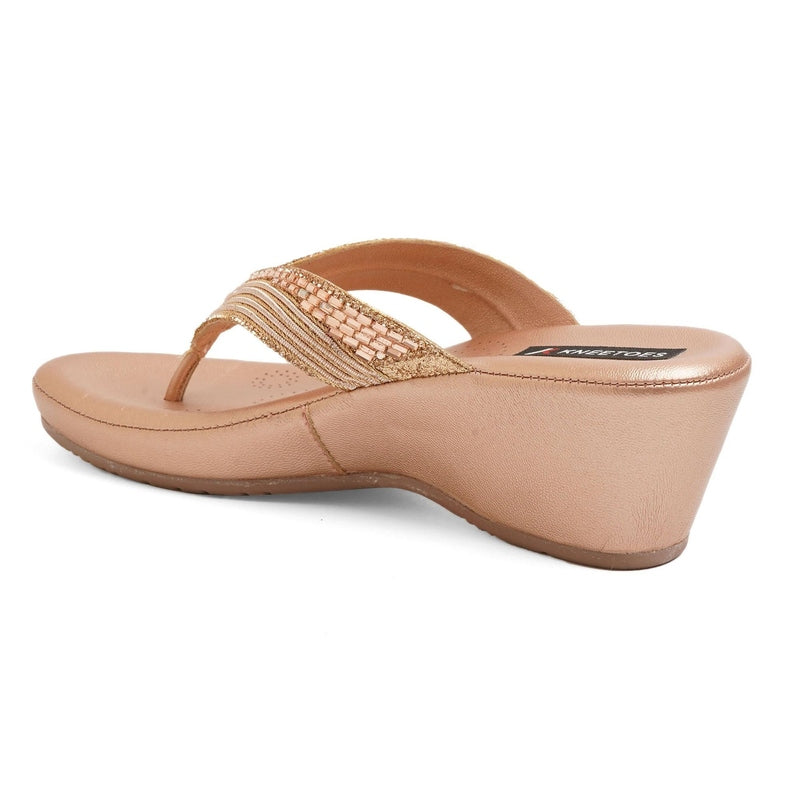 Bexley- Rose Gold Thong Wedges - Glamourous Grace
