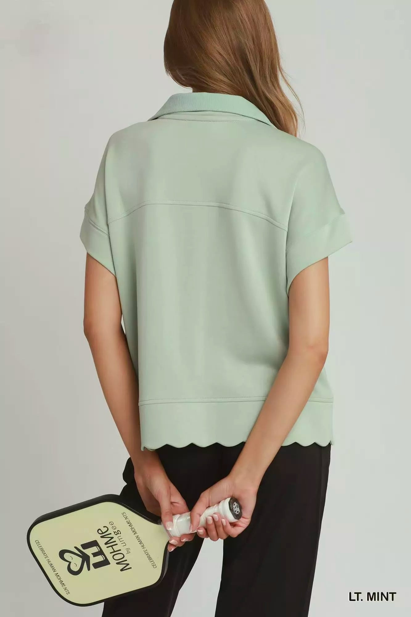 Umgee Half Zip Pullover with Scalloped Edge Hem - Glamourous Grace