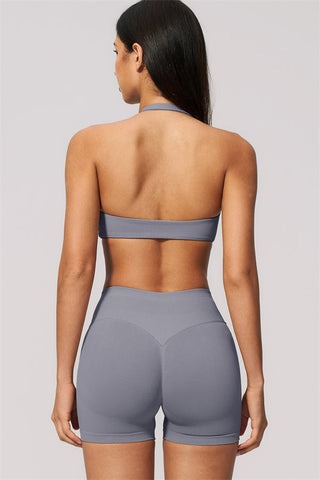 The Velvetine Halter Sports Bra Shorts 2-Piece Set