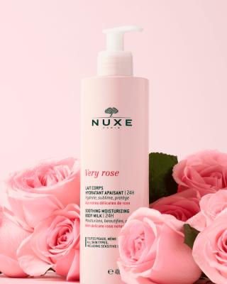 Nuxe Very Rose Soothing Moisturizing Body Milk 400ml - Natural Skincare for Dry & Sensitive Skin - Glamourous Grace