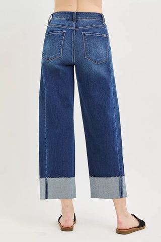 RISEN Slouchy Crop Barrel Cuffed Jeans