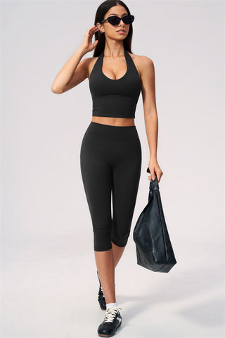 The Twirl Wide Strap Halter Crop Top