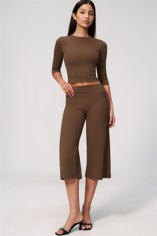 The Natalia Half-Sleeve Top Wide-Leg Crop 2-Piece Set