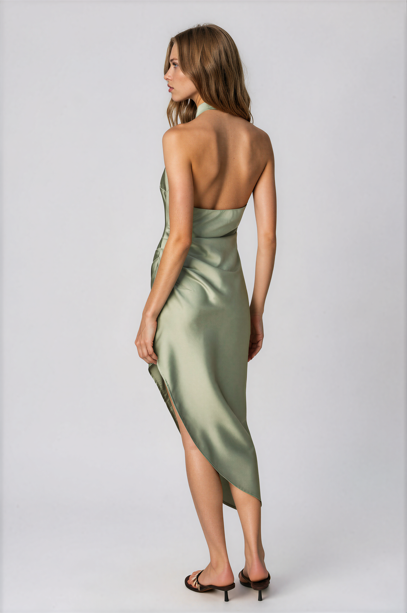 Eliza Sage Halter Asymmetrical Dress - Glamourous Grace