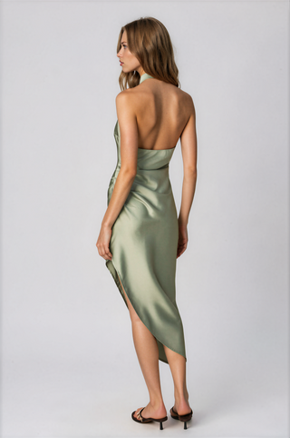 Eliza Sage Halter Asymmetrical Dress - Glamourous Grace