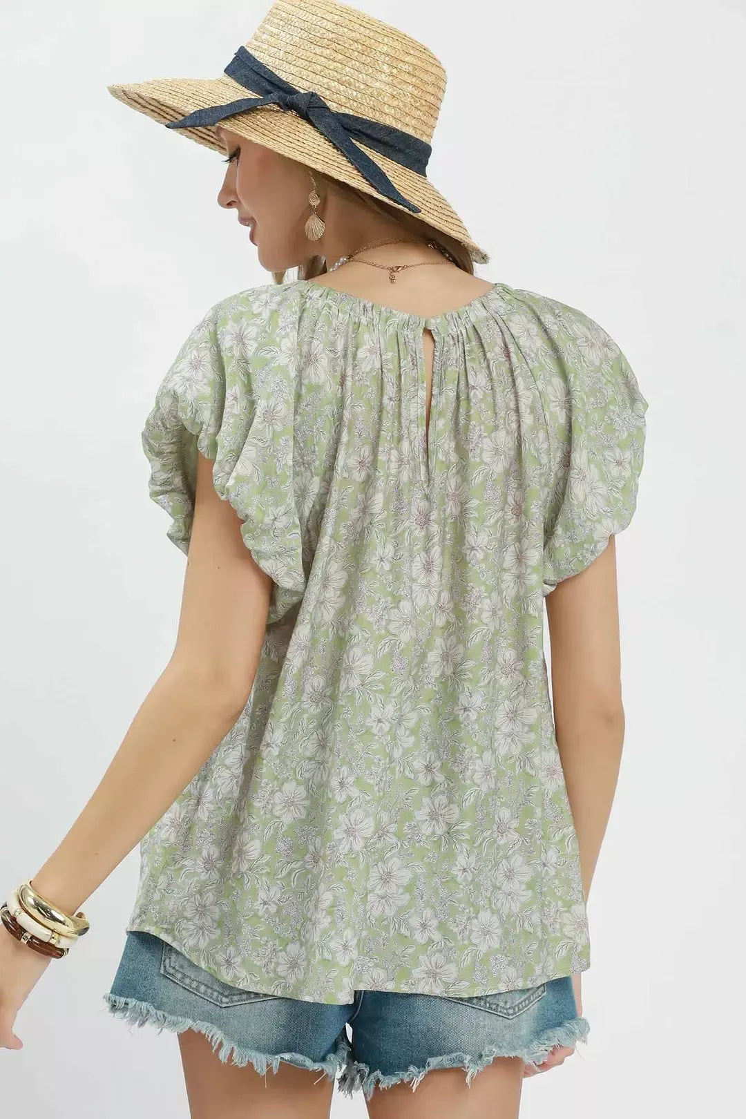 Umgee Floral Puff Sleeve Blouse - Glamourous Grace