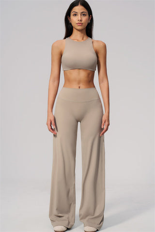 The Twirl Open Back Sports Bra Straight Leg Pants 2-Piece Set