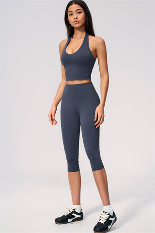 The Twirl Wide Strap Halter Crop Top