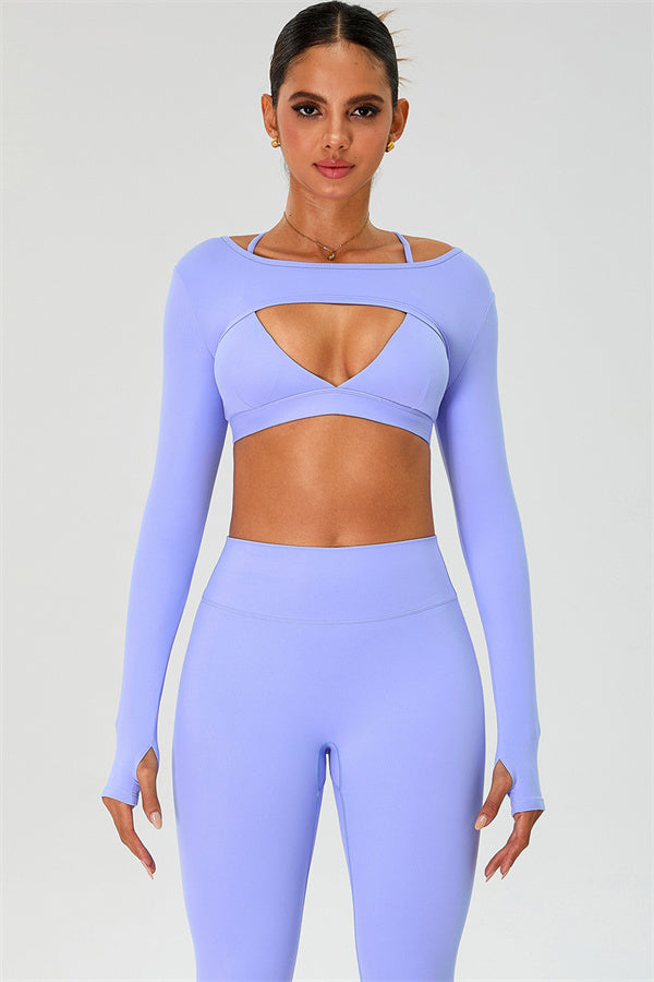 The Ember Sports Bra Crop Top Leggings 3-Piece Set - Glamourous Grace