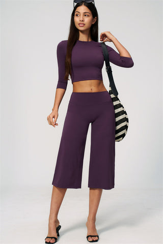 The Natalia Half-Sleeve Top Wide-Leg Crop 2-Piece Set