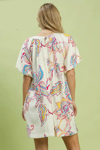 Umgee Boho Floral Print Mini Dress with Pockets - Glamourous Grace