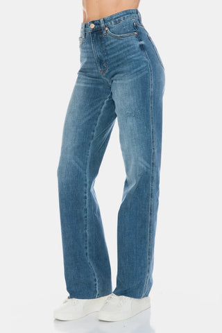 Judy Blue Tummy Control Cut Raw Hem Straight Jeans 88848