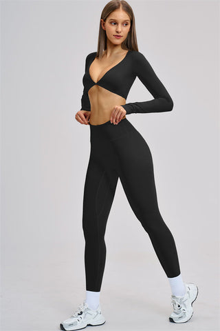 The Zestful Long Sleeve Crop Top Leggings 2-Piece Set