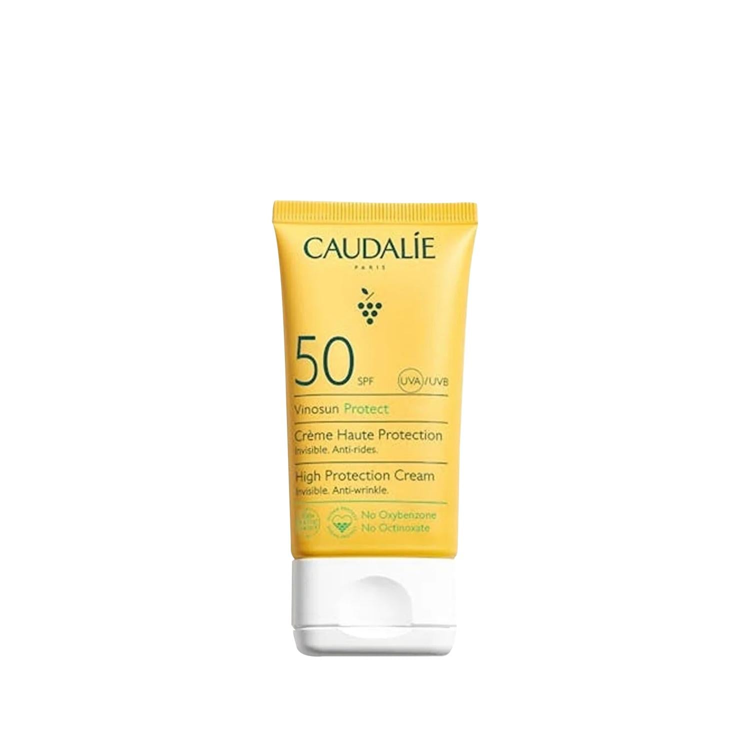 Caudalie Vinosun Protect High Protection Cream SPF 50+ - Eco-Friendly, Vegan, Non-Greasy Sunscreen for Daily Use - Glamourous Grace