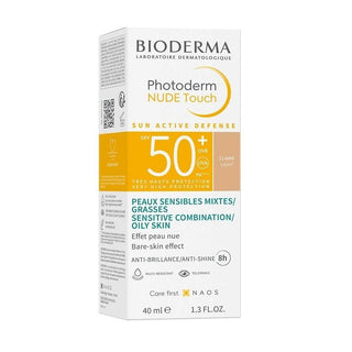 Bioderma Photoderm NUDE Touch SPF50+ Light 40 ml - Sunscreen with Makeup Effect for Oily & Combination Skin - Glamourous Grace
